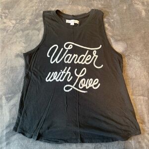 Black Sleeveless Graphic Tank Top
